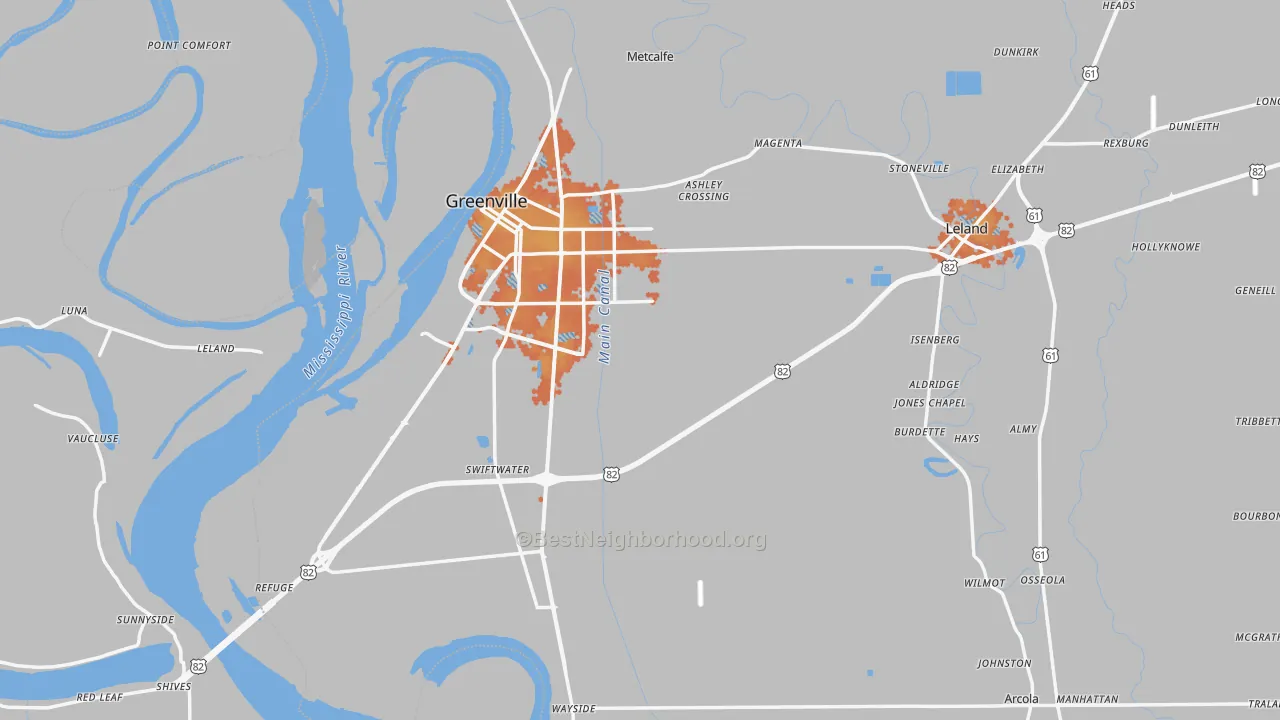 Bike Grade map of Washington County, MS