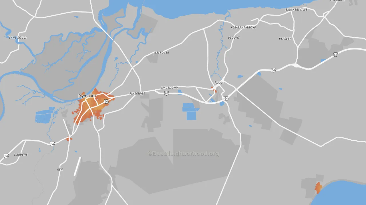 Bike Grade map of Washington County, NC