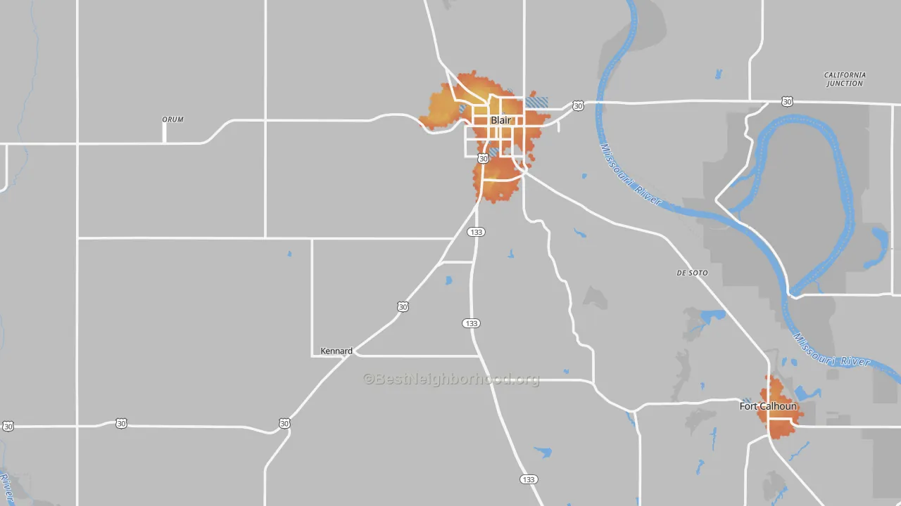 Bike Grade map of Washington County, NE