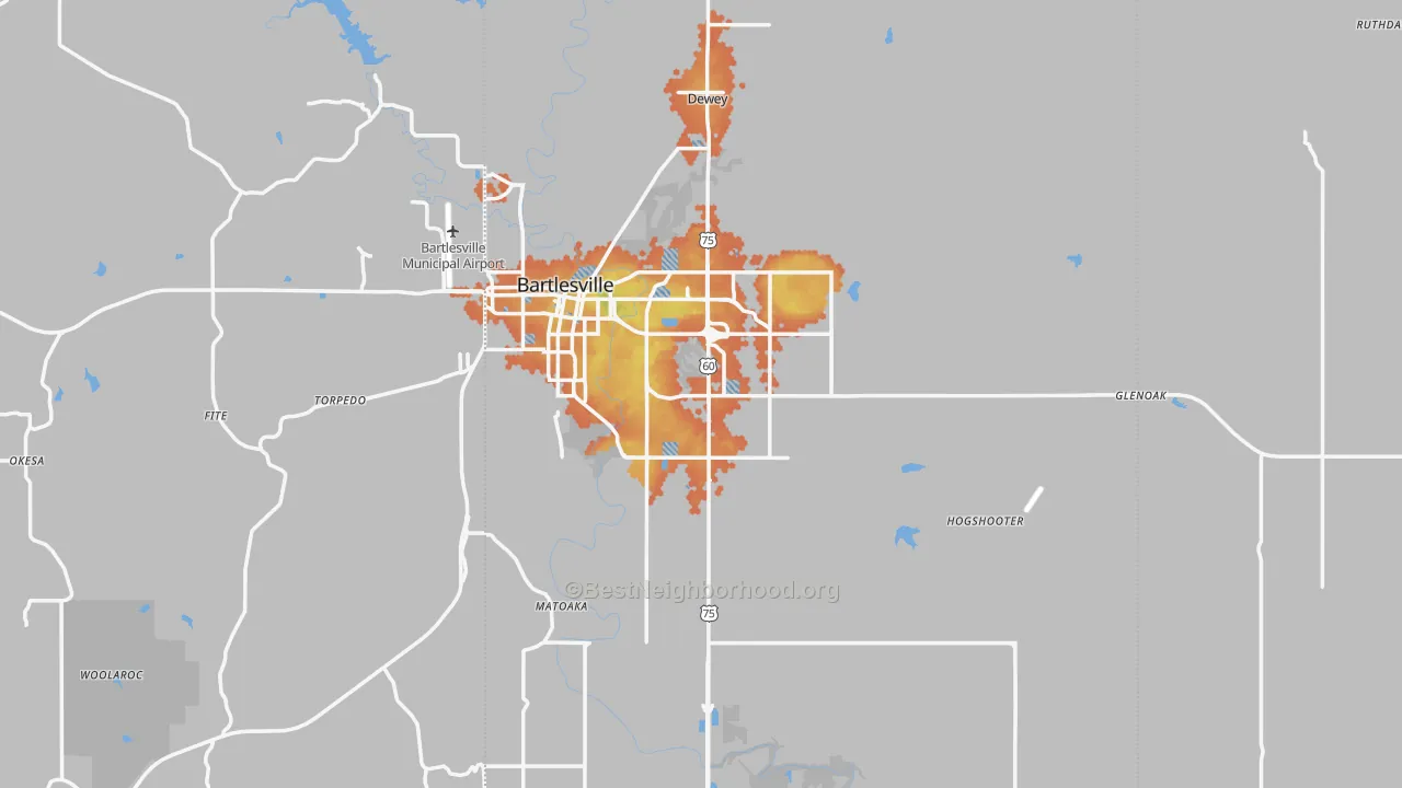 Bike Grade map of Washington County, OK