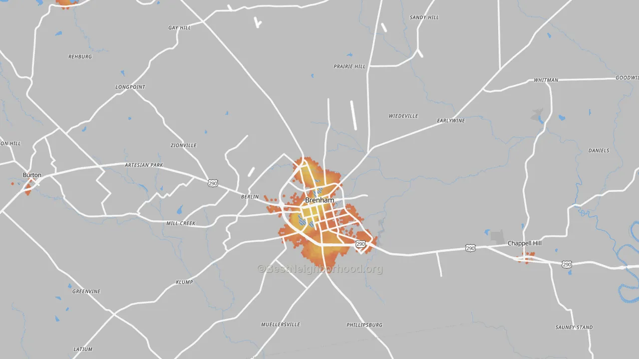 Bike Grade map of Washington County, TX