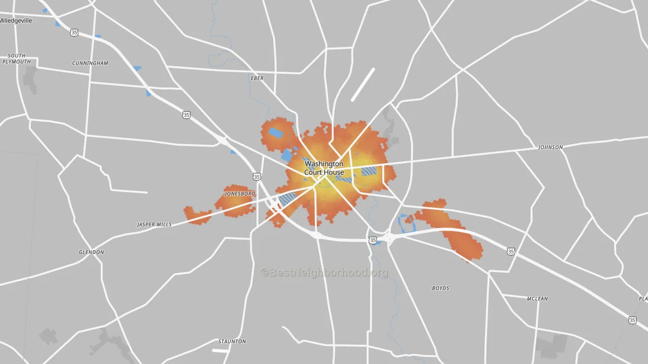 Bike Grade map of Washington Court House, OH