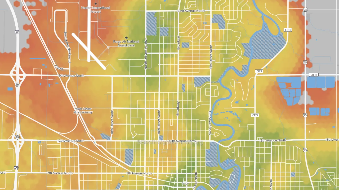 Bike Grade map of Washington, Fargo, ND