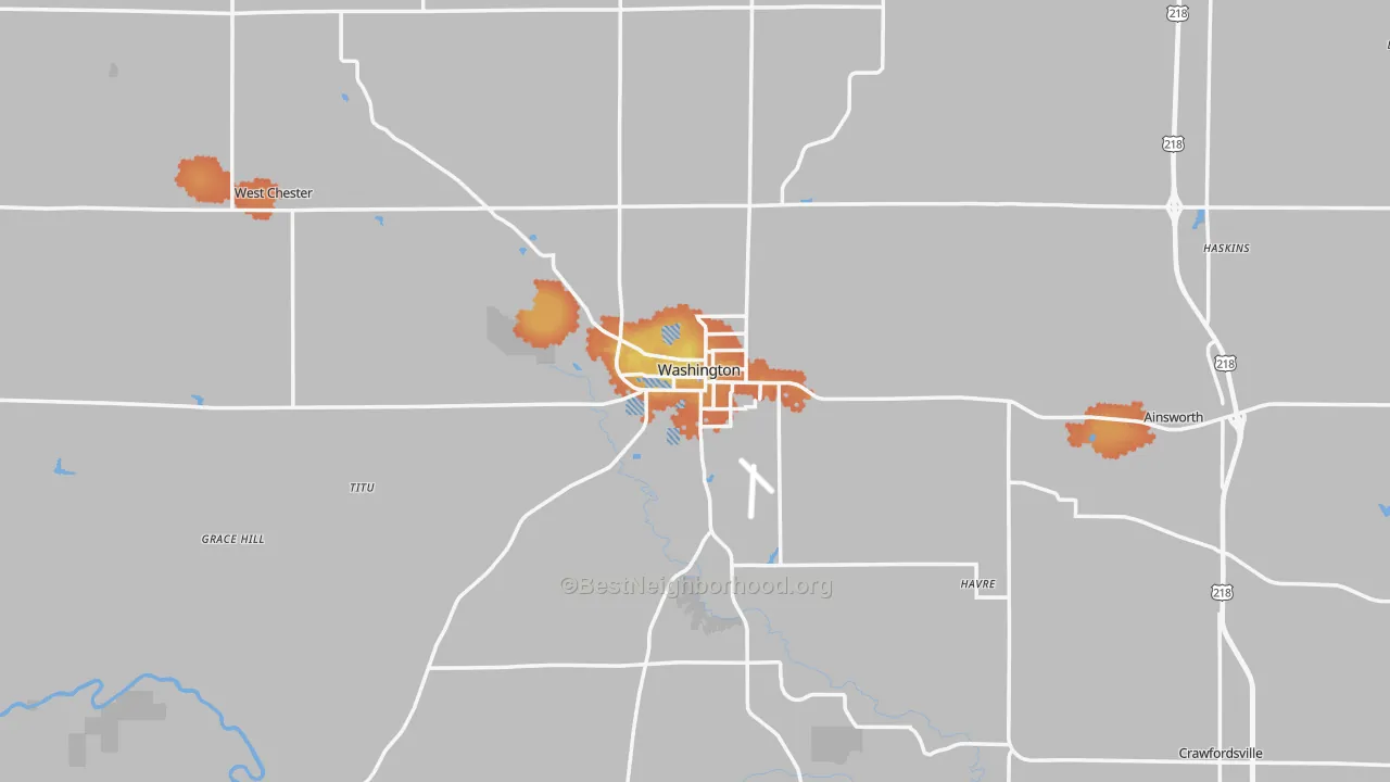 Bike Grade map of Washington, IA