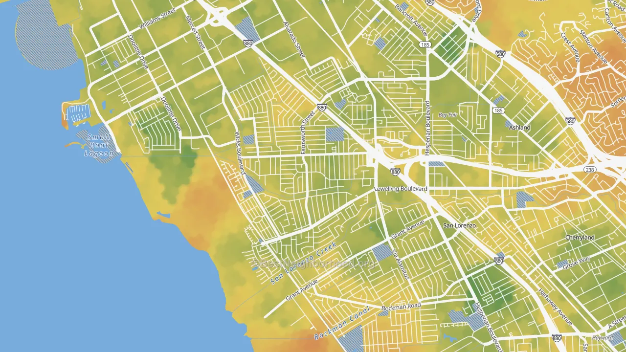 Bike Grade map of Washington Manor-Bonaire, San Leandro, CA