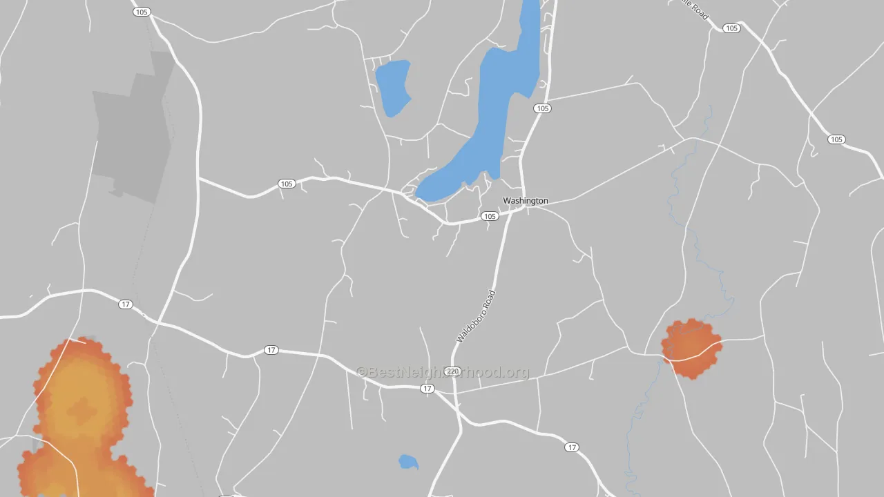 Bike Grade map of Washington, ME