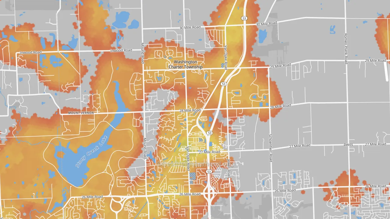 Bike Grade map of Washington, MI