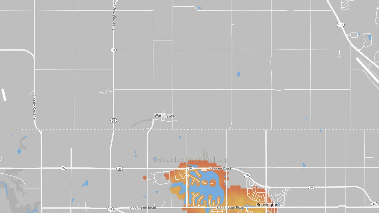 Bike Grade map of Washington, NE