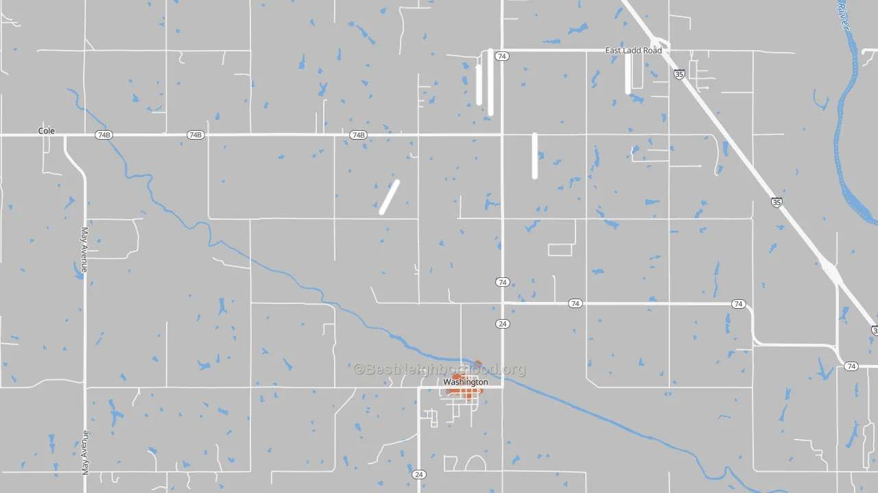 Bike Grade map of Washington, OK
