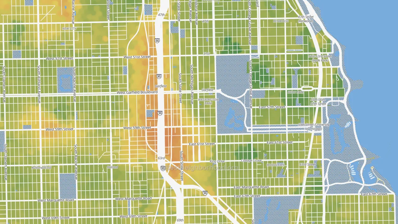 Bike Grade map of Washington Park, Chicago, IL