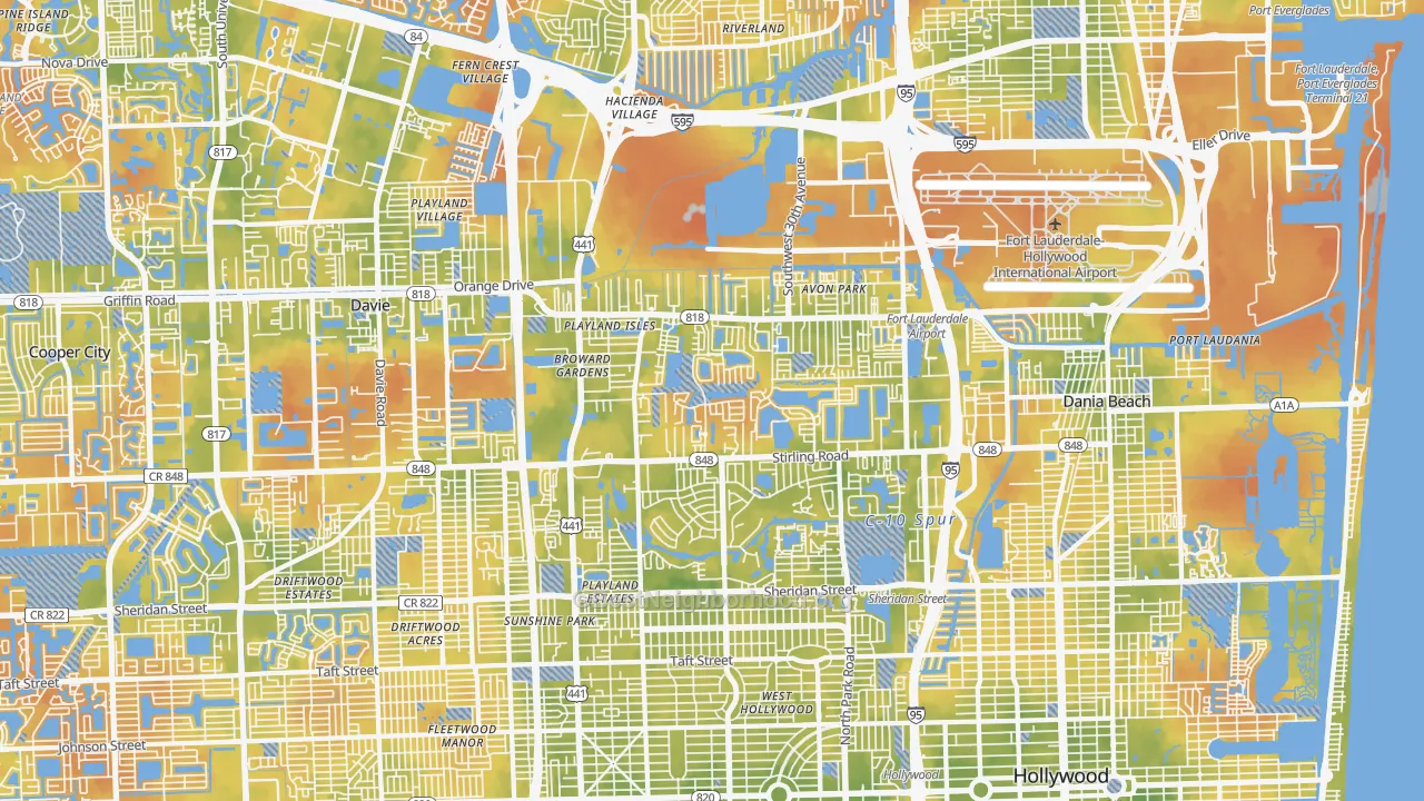 Bike Grade map of Washington Park, Hollywood, FL