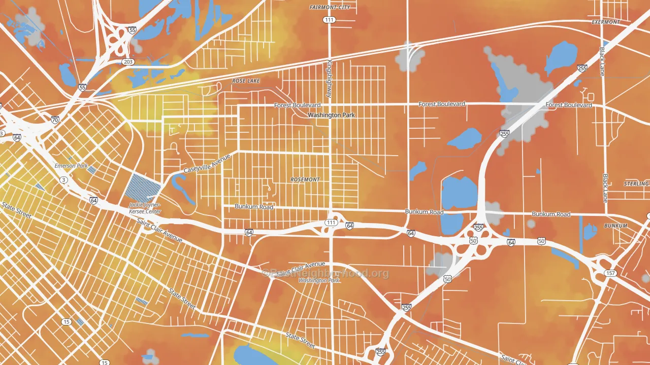 Bike Grade map of Washington Park, IL