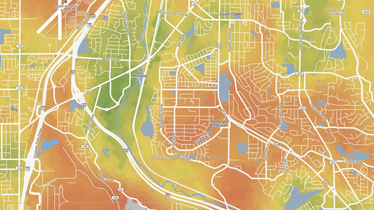 Bike Grade map of Washington Terrace, UT