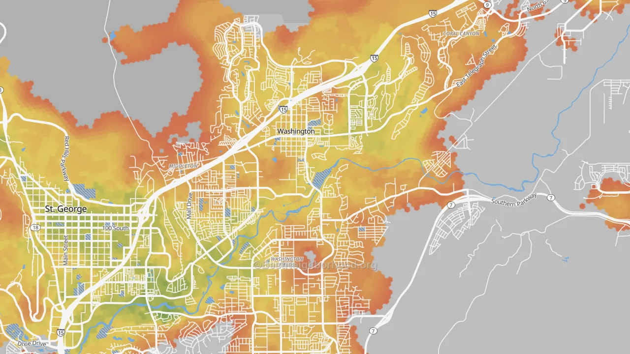 Bike Grade map of Washington, UT