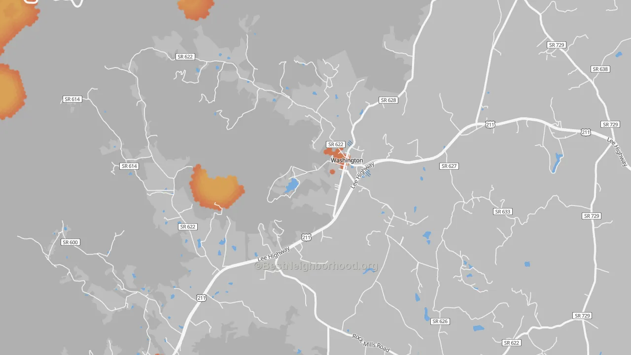 Bike Grade map of Washington, VA