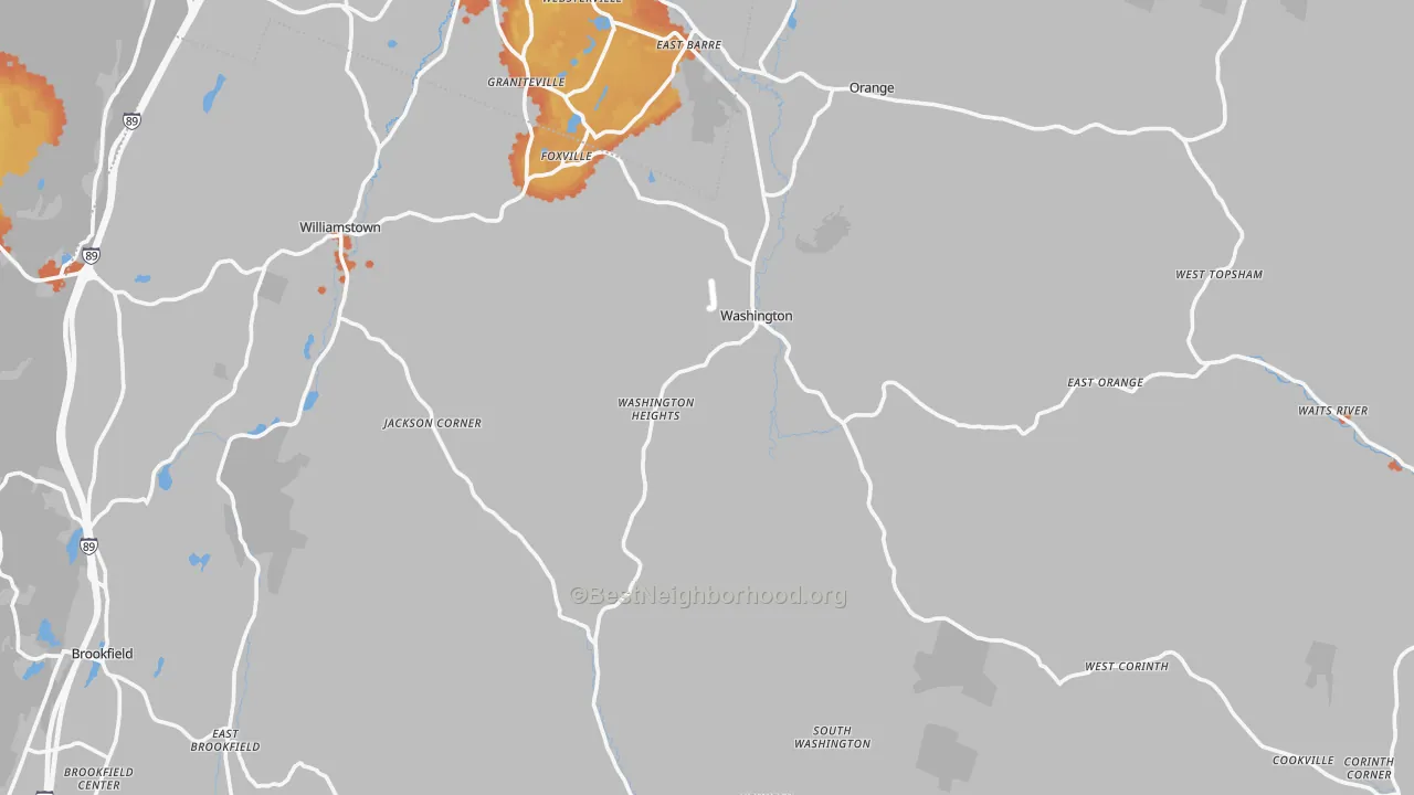 Bike Grade map of Washington, VT