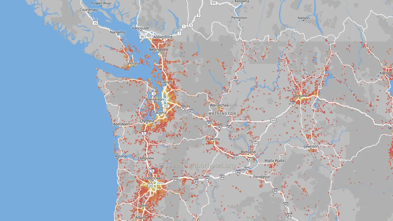 Bike Grade map of Washington