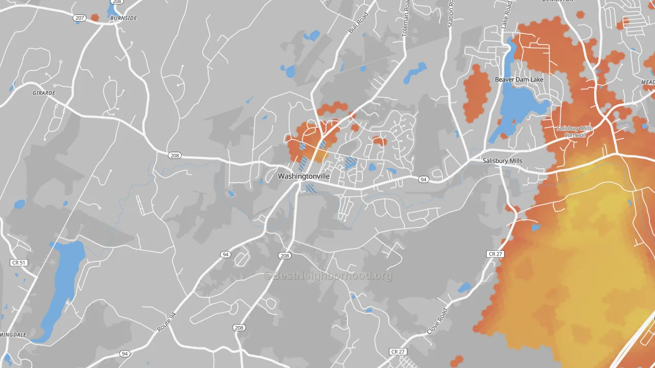 Bike Grade map of Washingtonville, NY
