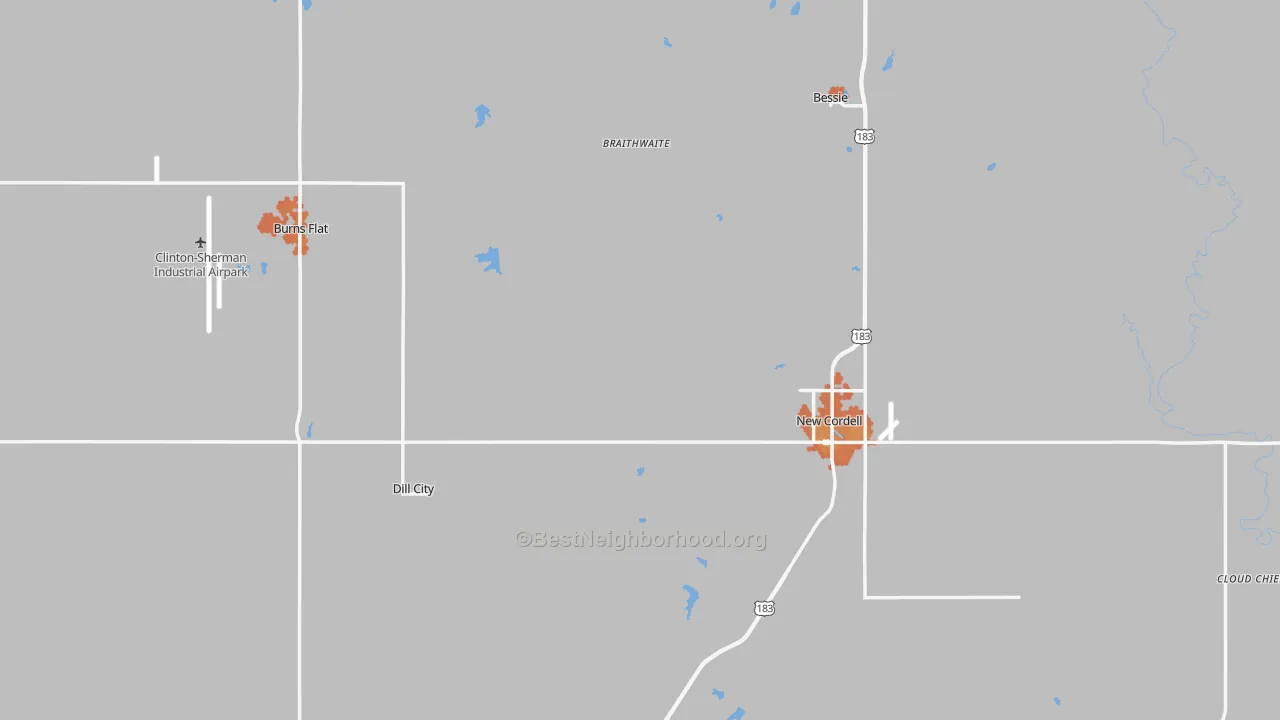 Bike Grade map of Washita County, OK