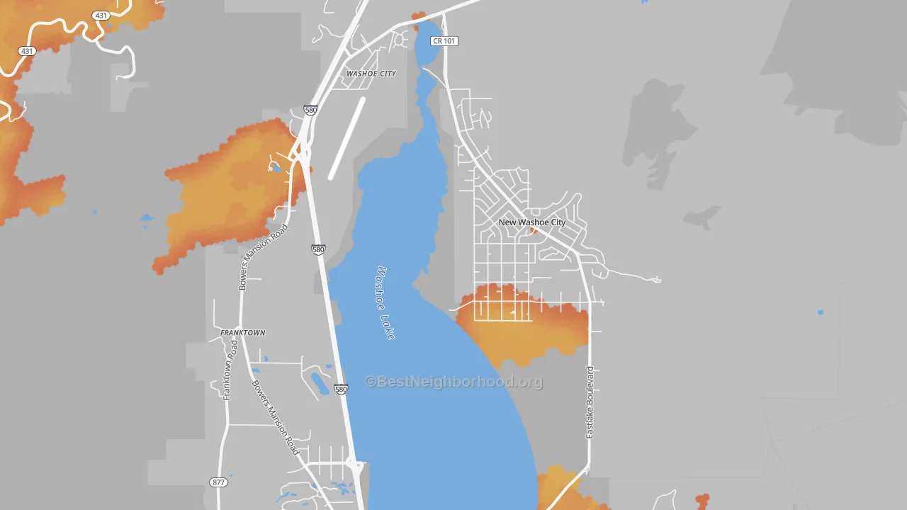 Bike Grade map of Washoe Valley, NV
