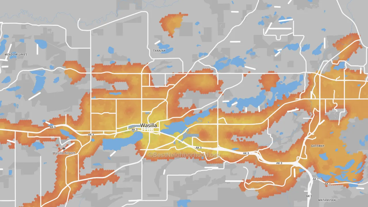 Bike Grade map of Wasilla, AK