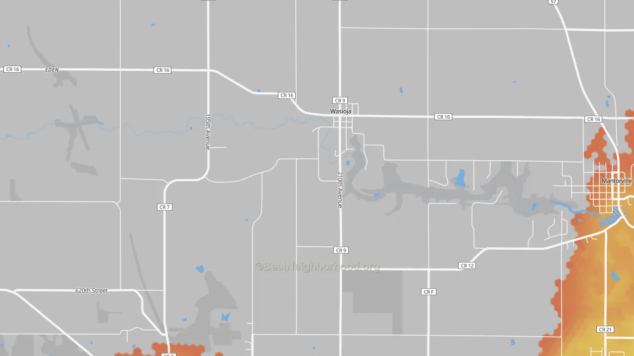 Bike Grade map of Wasioja, MN