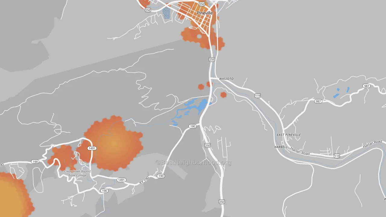 Bike Grade map of Wasioto, KY