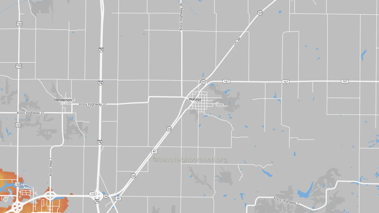 Bike Grade map of Wataga, IL