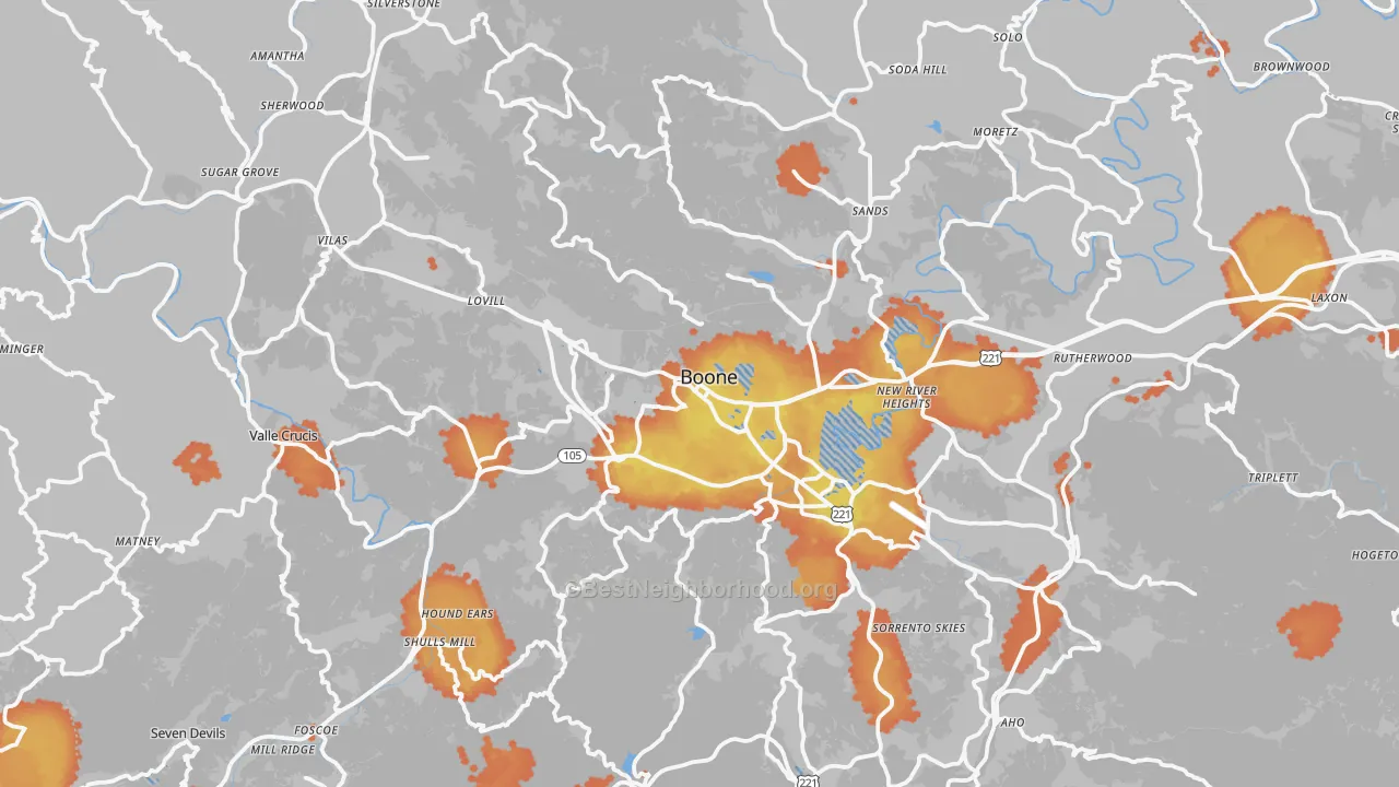 Bike Grade map of Watauga County, NC