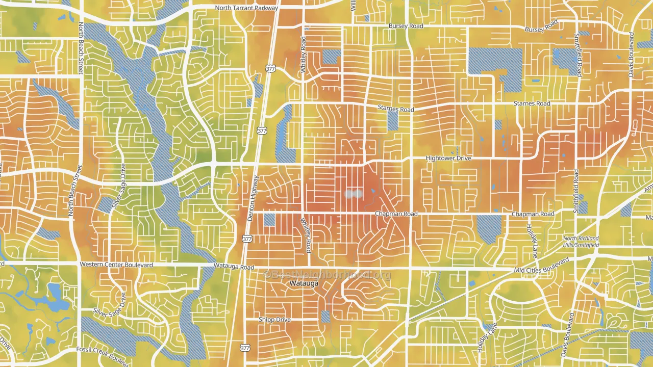 Bike Grade map of Watauga, TX