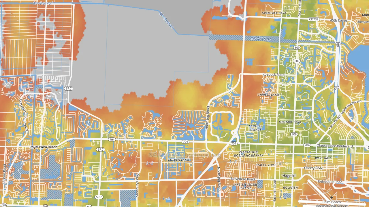 Bike Grade map of Water Catchment Area, West Palm Beach, FL