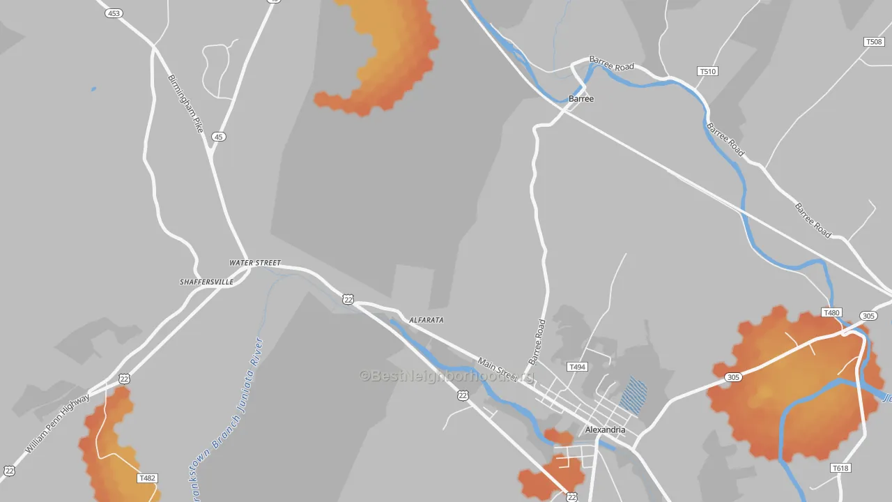 Bike Grade map of Water Street, PA