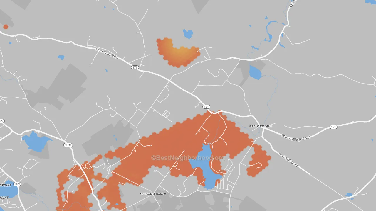 Bike Grade map of Water Village, NH
