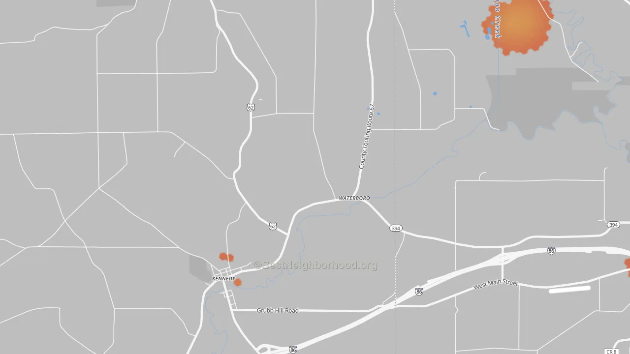 Bike Grade map of Waterboro, NY