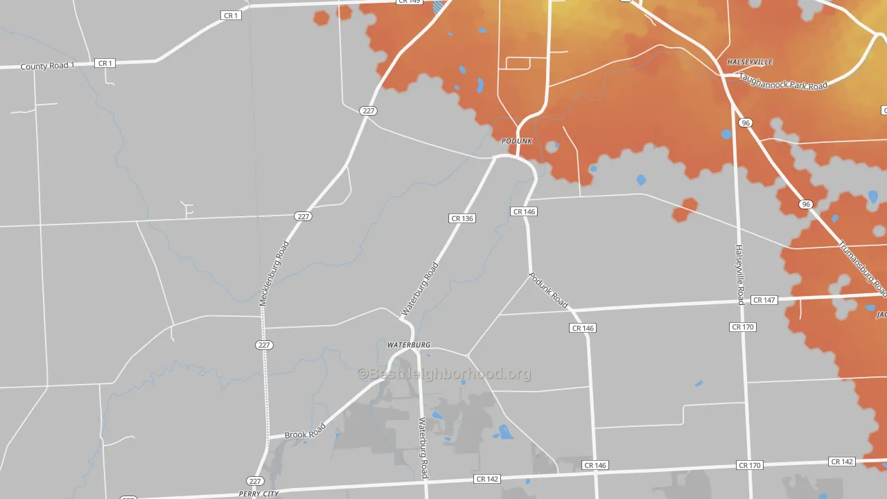 Bike Grade map of Waterburg, NY