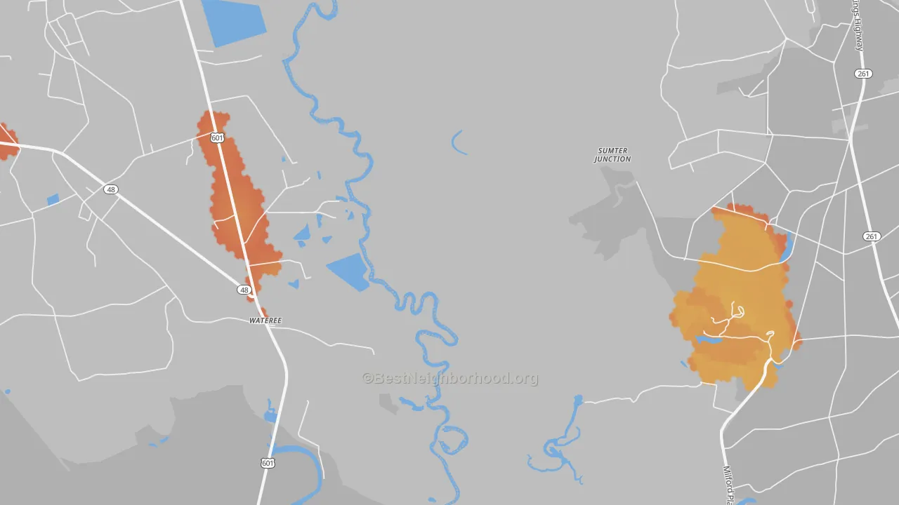 Bike Grade map of Wateree, SC