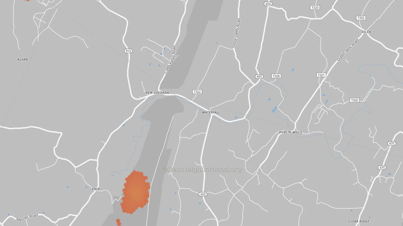 Bike Grade map of Waterfall, PA