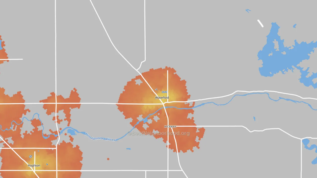 Bike Grade map of Waterford, CA
