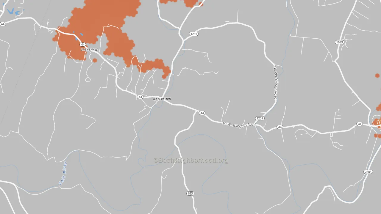 Bike Grade map of Waterford, KY