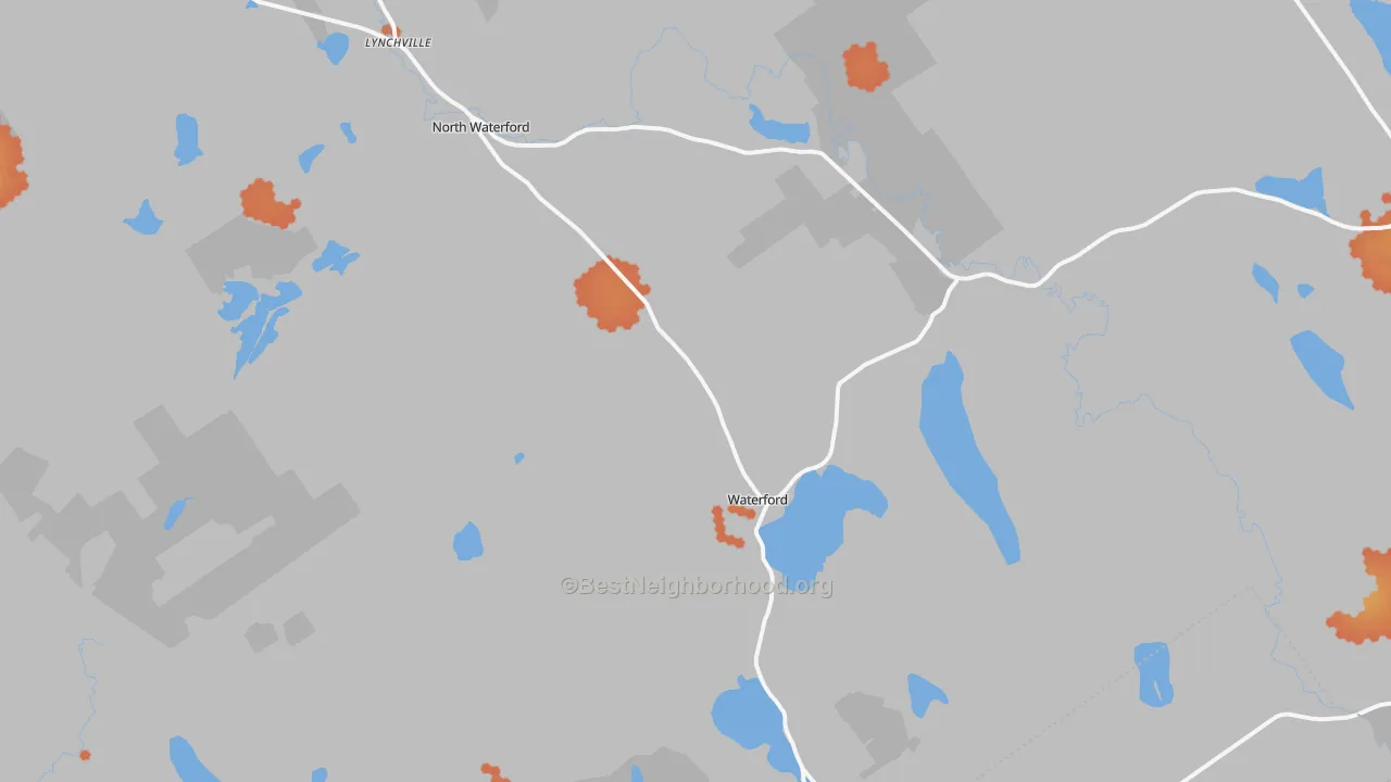 Bike Grade map of Waterford, ME