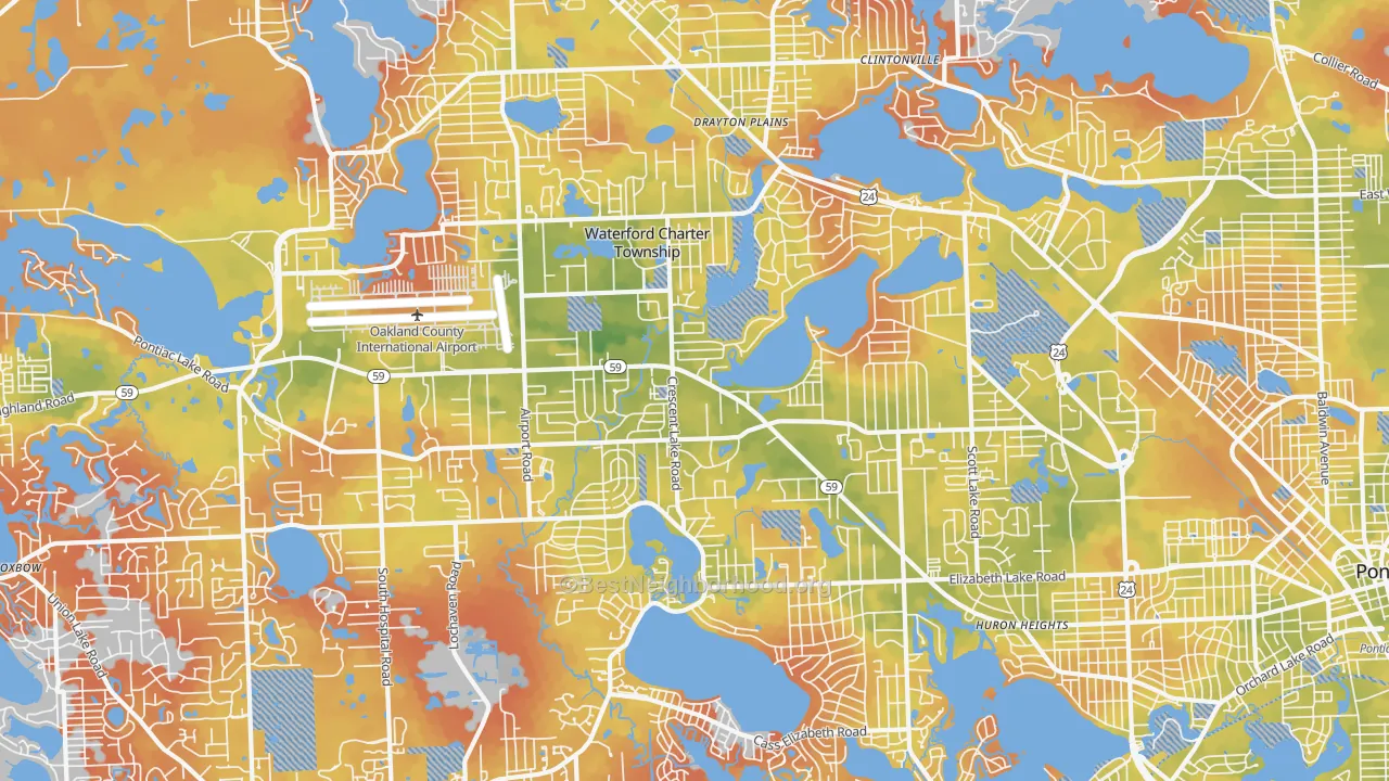 Bike Grade map of Waterford, MI