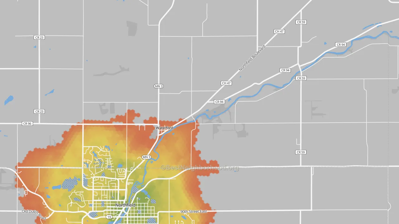 Bike Grade map of Waterford, MN