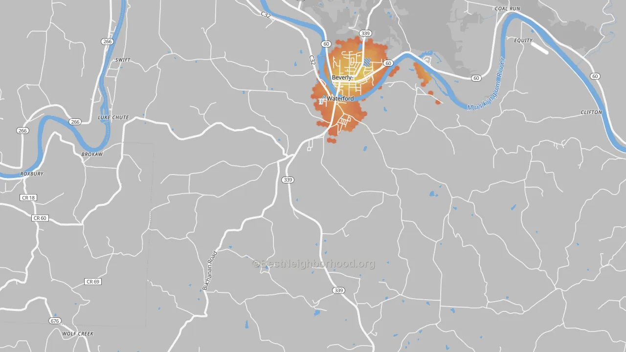 Bike Grade map of Waterford, OH