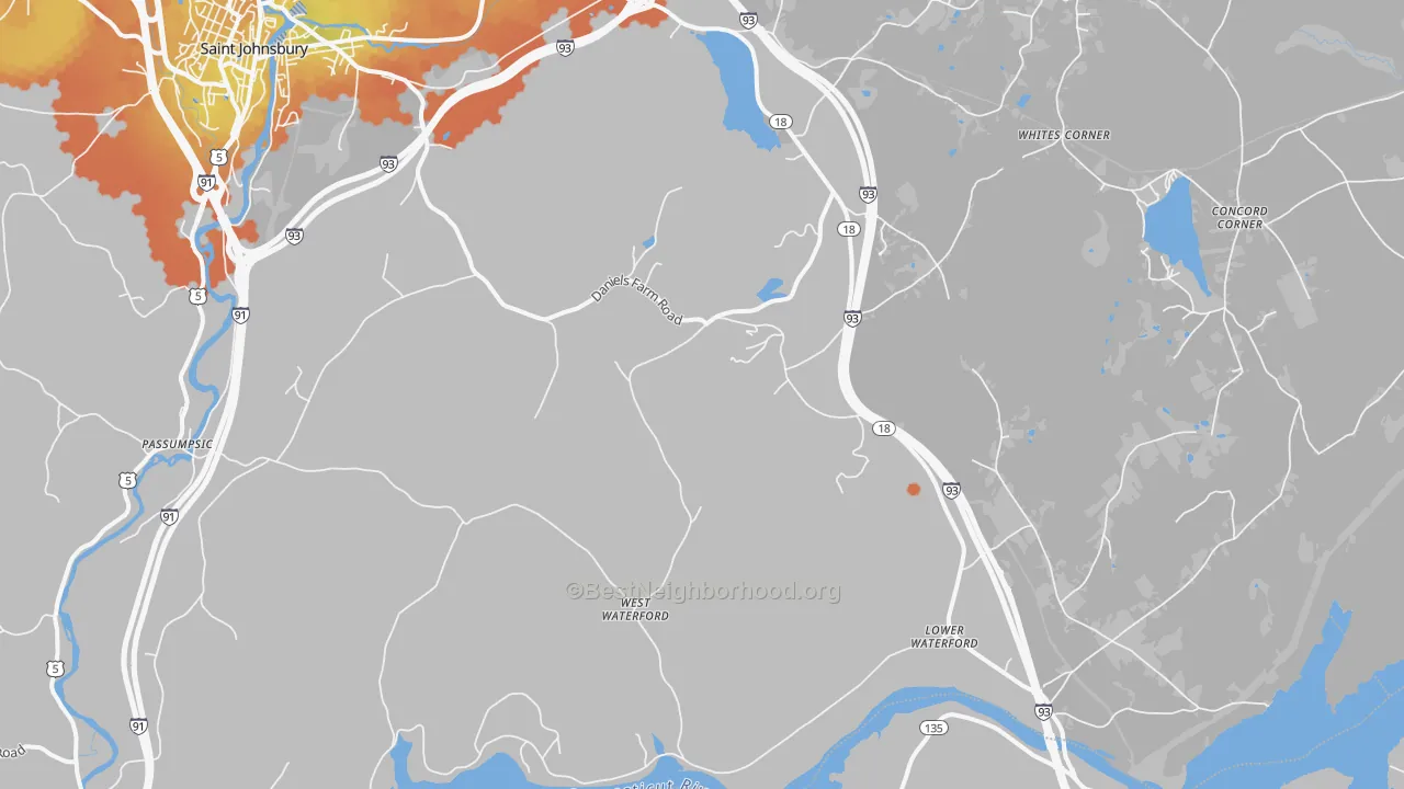 Bike Grade map of Waterford, VT