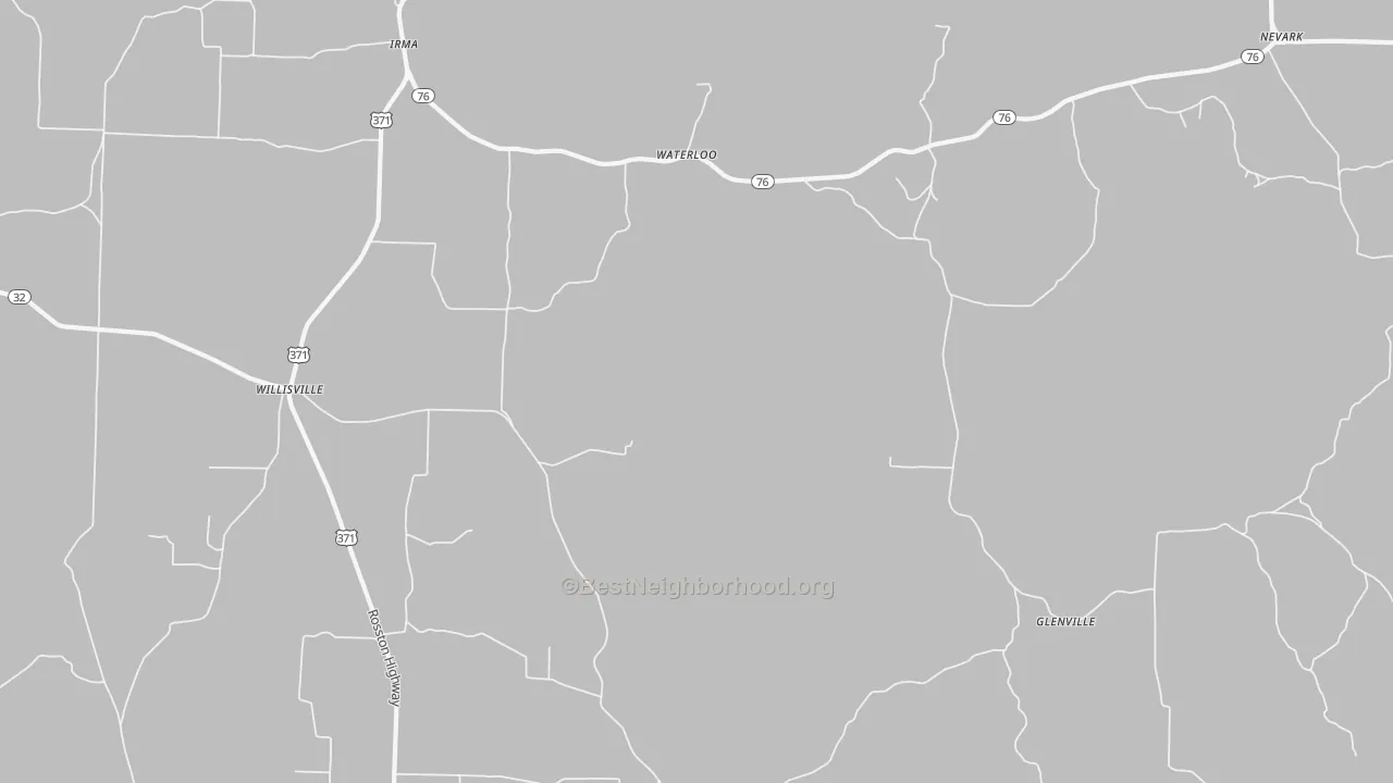 Bike Grade map of Waterloo, AR