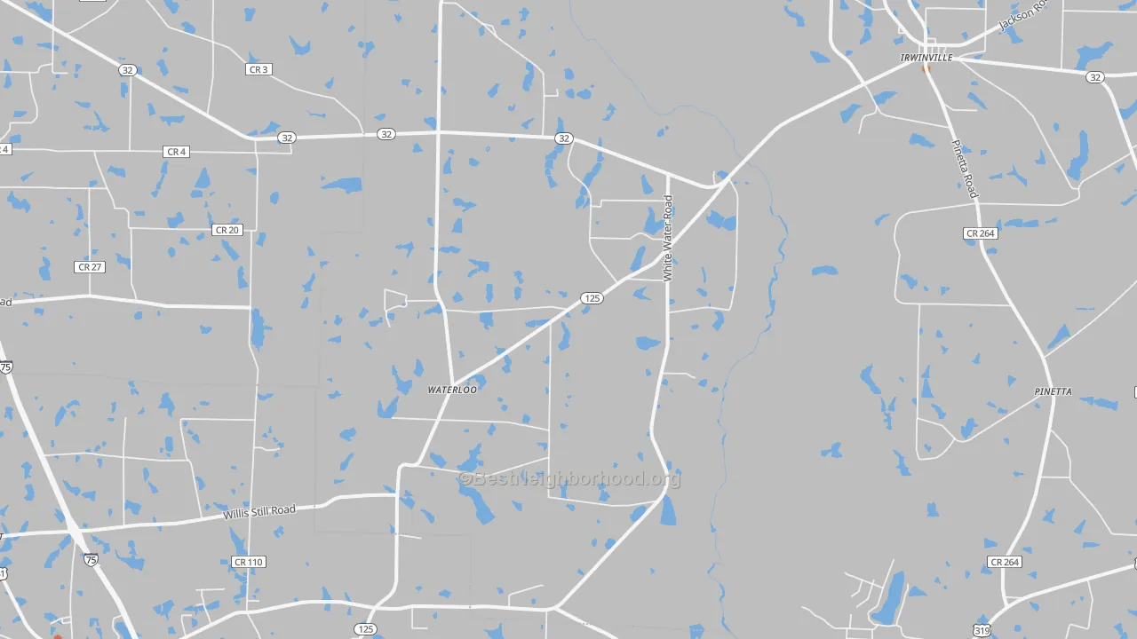 Bike Grade map of Waterloo, GA
