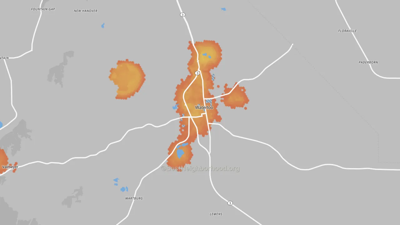 Bike Grade map of Waterloo, IL