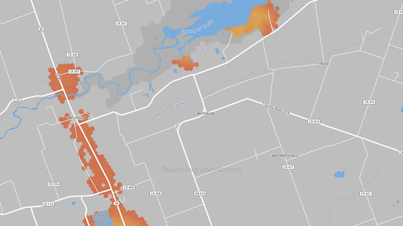 Bike Grade map of Waterloo, TX