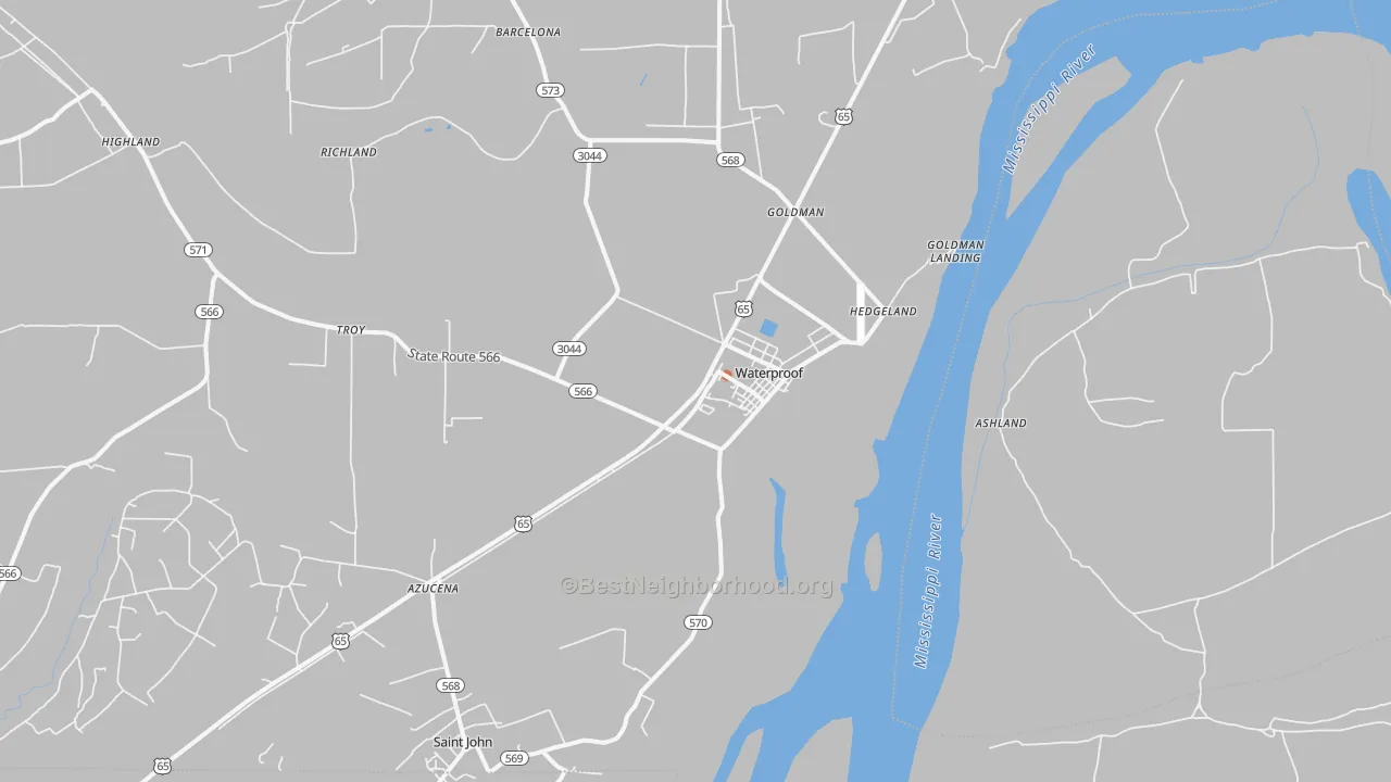 Bike Grade map of Waterproof, LA