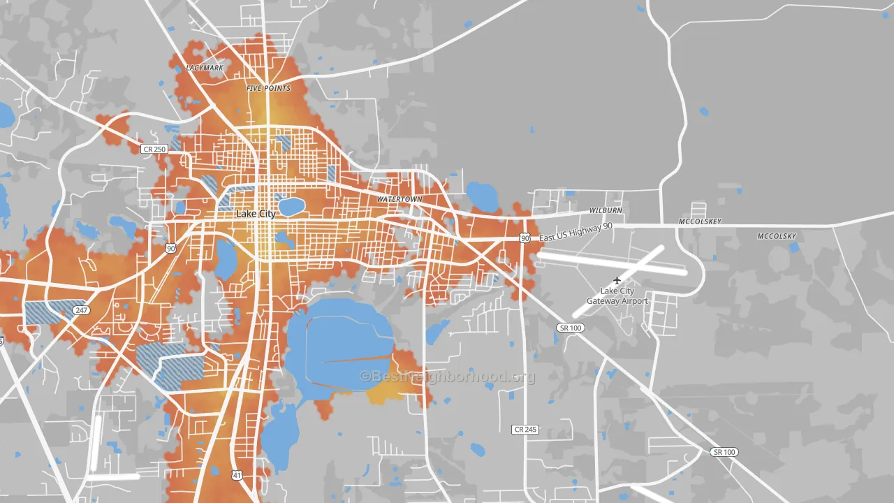 Bike Grade map of Watertown, FL